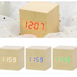 LED Wooden Digital Alarm Clock Watch