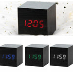 LED Wooden Digital Alarm Clock Watch