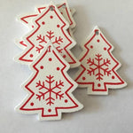 10pcs/set White Red Christmas Tree Ornament Wooden Hanging