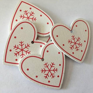 10pcs/set White Red Christmas Tree Ornament Wooden Hanging