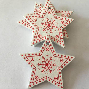 10pcs/set White Red Christmas Tree Ornament Wooden Hanging