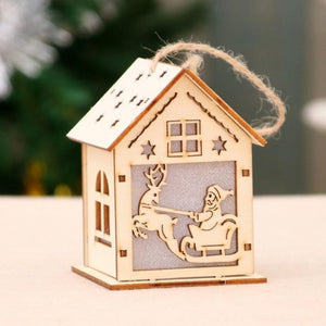 Festival Led Light Wood House Christmas Tree Decorations