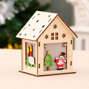 Festival Led Light Wood House Christmas Tree Decorations