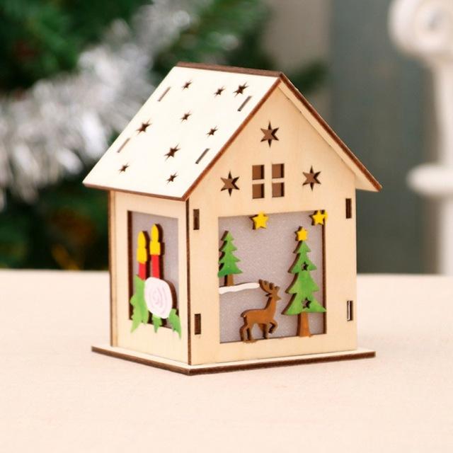 Festival Led Light Wood House Christmas Tree Decorations