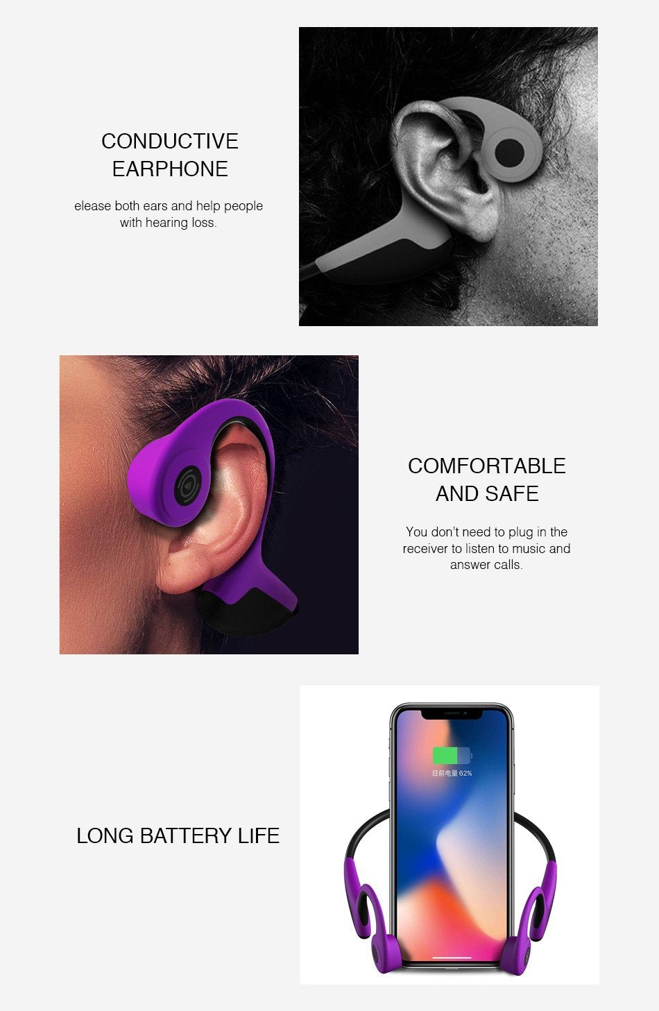 Z8 Bluetooth 5.0 Bone Conduction Wireless Headphones