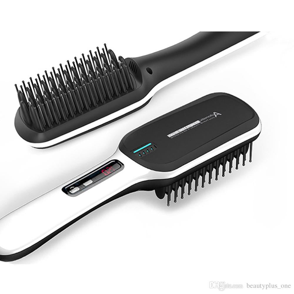 Professional Hair Straightening Brush for All Hair Types - Ionic Hair Straightener Brush