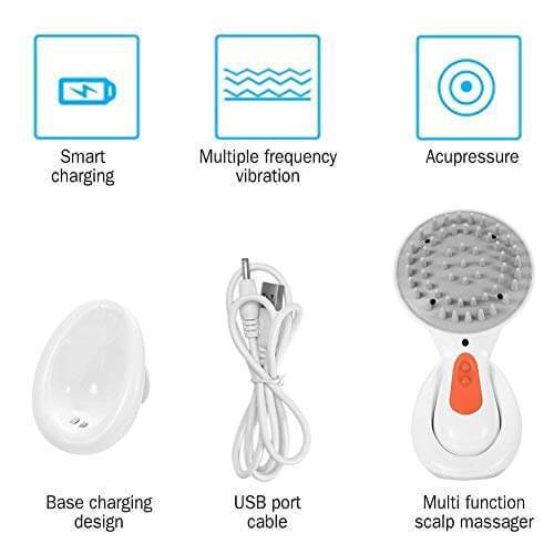 Electric Waterproof Head Scalp Massager For Hair Growth And Relaxation