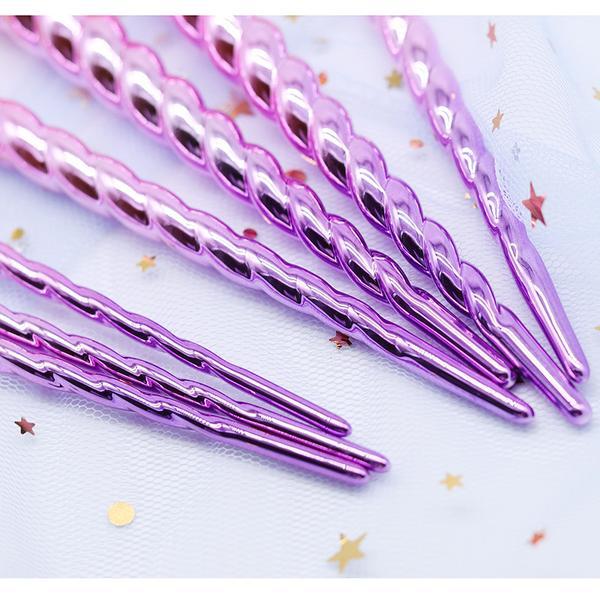 7pcs Hot Pink Makeup Soft Unicorn Brushes Set