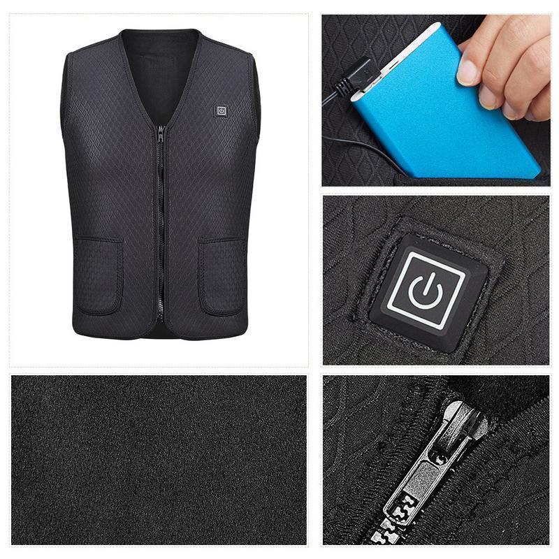 Electric USB Heated Warm Vest Men Women Heating Coat