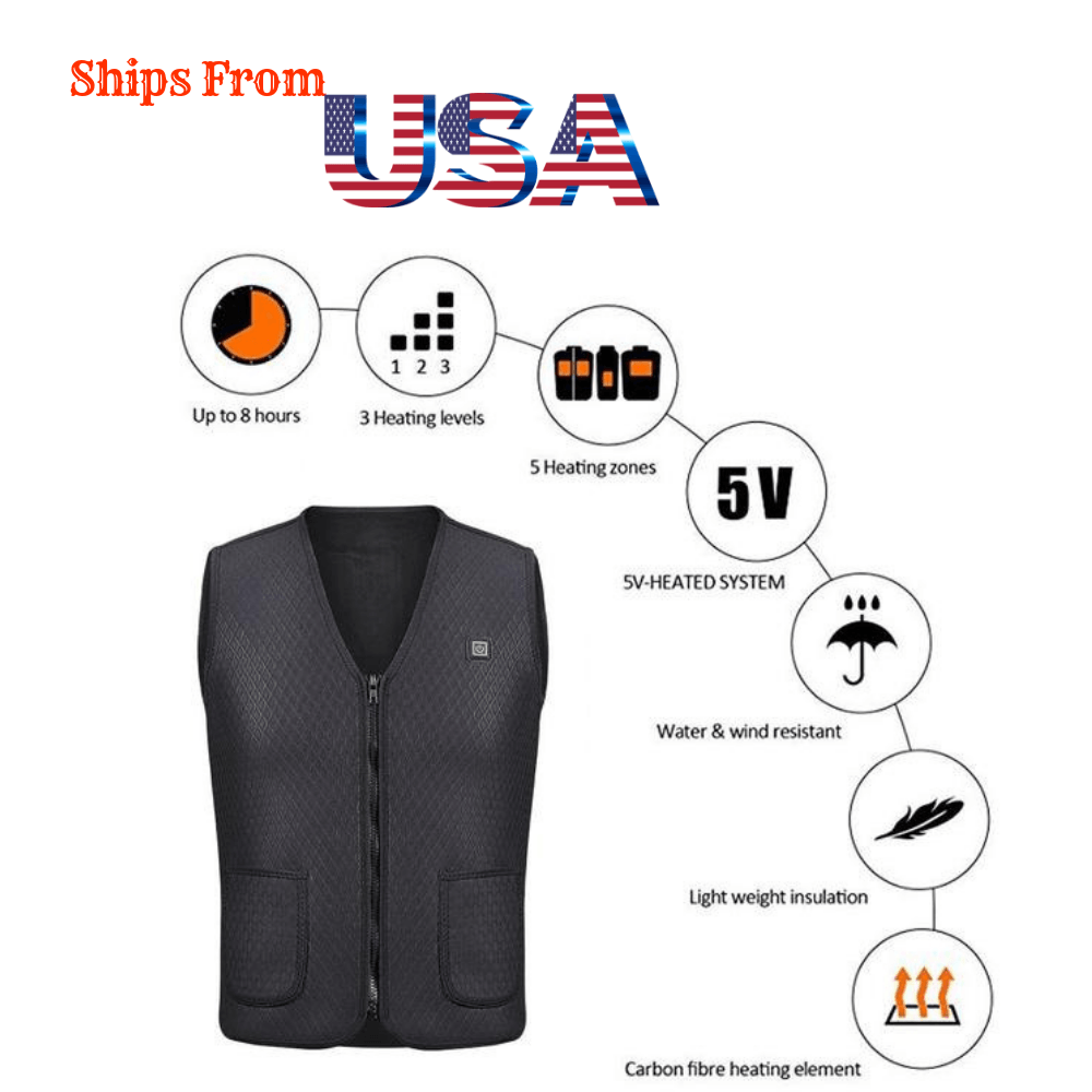 Electric USB Heated Warm Vest Men Women Heating Coat